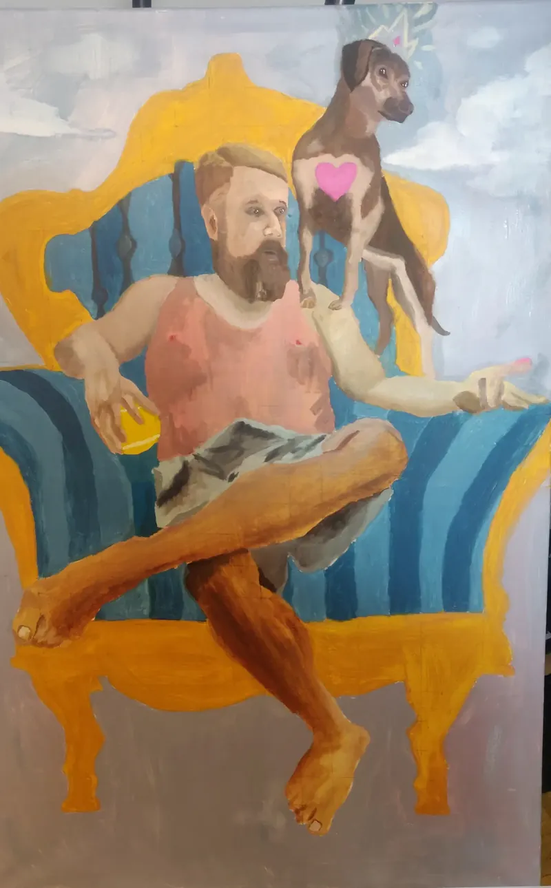 Autoportret z Pieskiem, w ogóle nie widać, że mi siur stoi