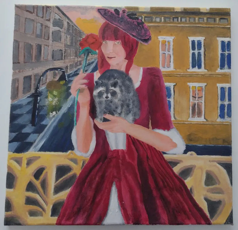 Dama z szopem. Lady with trash panda.